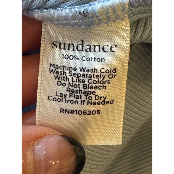 Sundance Shirt Women‎ XL Blue Cotton Ribbed Knit Short Sleeve Tee Athleisure - Picture 8 of 8